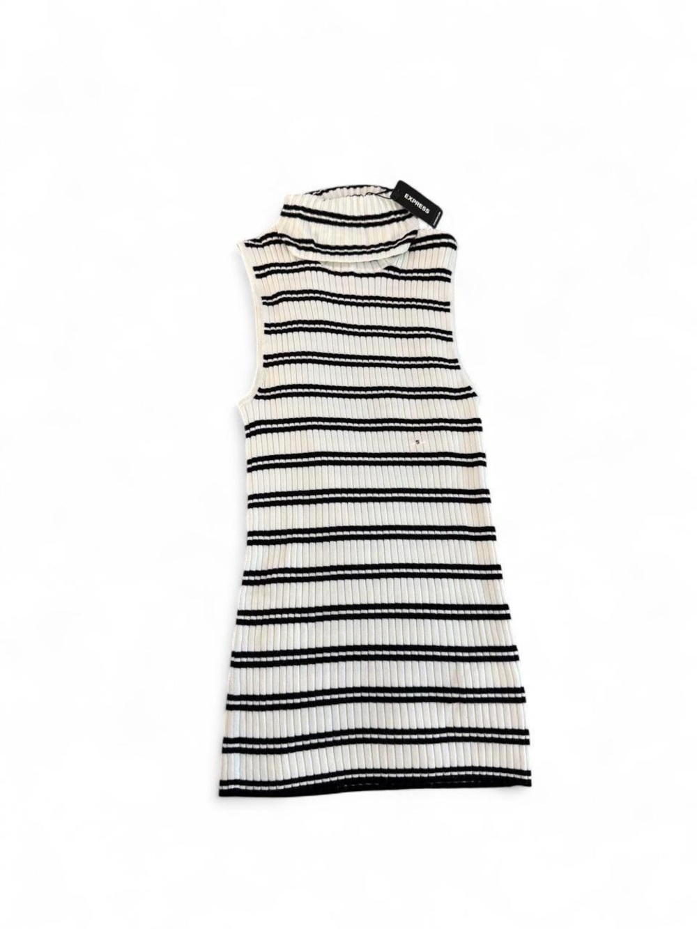 Express Fitted Ribbed Striped Mock Neck Sweater Tank